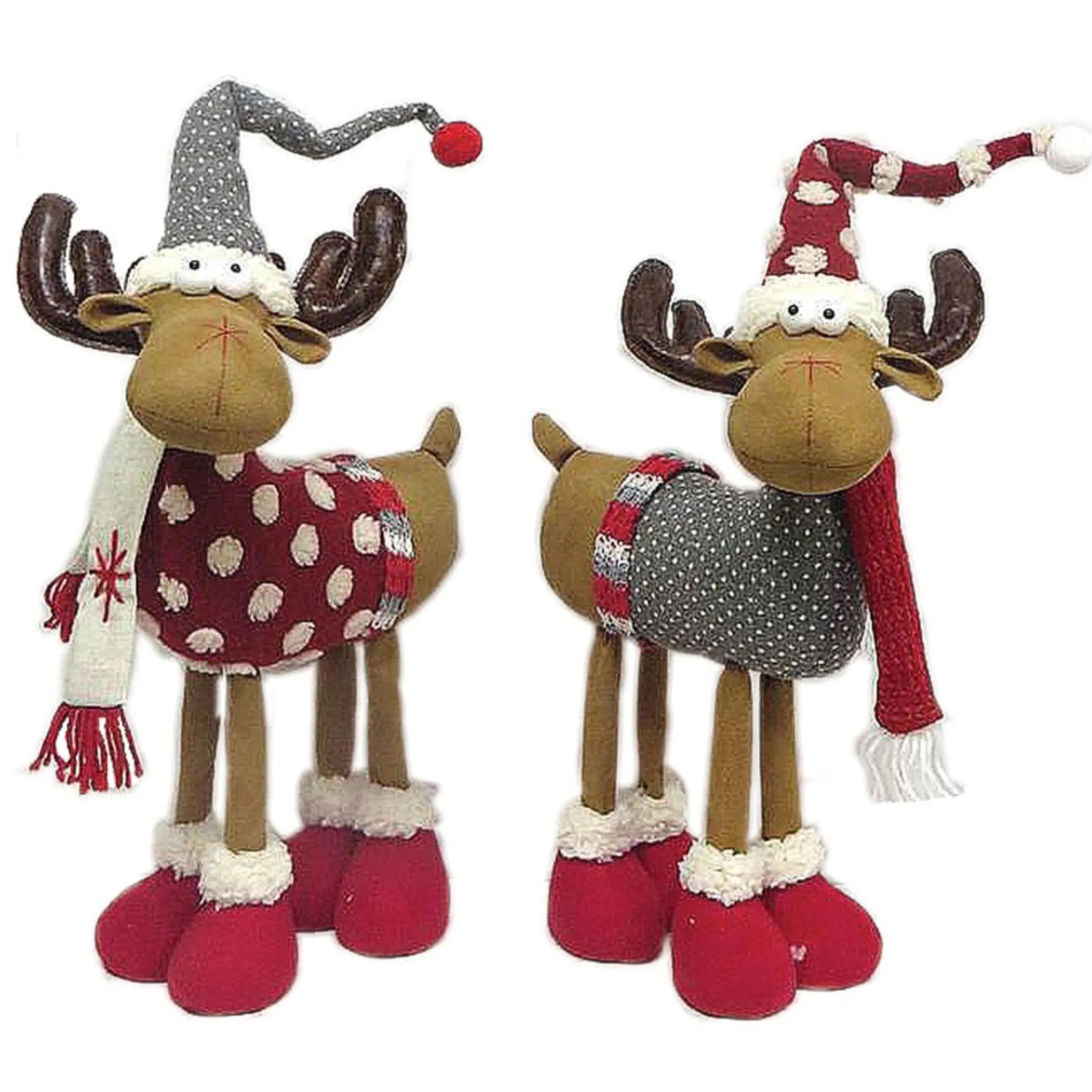 Set Of 2 Merry Moose Christmas Plushies 16"
