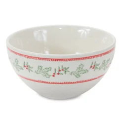 Set Of 3 Mistletoe And Pine Ceramic Round Bowls 9