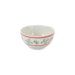 Set Of 3 Mistletoe And Pine Ceramic Round Bowls 9