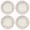 Set Of 4 Mistletoe Christmas Serving Plates 8.75"