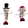 Set Of 2 Multicolor Fabric Christmas Plush Telescoping Merry Snowman 40"