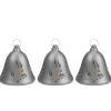 Set Of 3 Musical Lighted Silver Bells Christmas Decorations, 6.5"