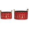 Set Of 2 Nested Bucket Christmas Decorations 14.75"
