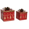 Set Of 2 Nesting Christmas Gift Boxes With Bows 10"