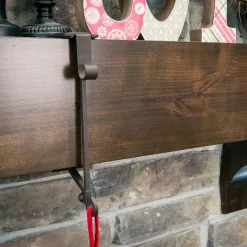 Set Of 3 Onyx Black Mantle Garland And Christmas Stocking Hanger