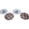 Set Of 4 Plaid And Christmas Tree Serving Plates 7.25"