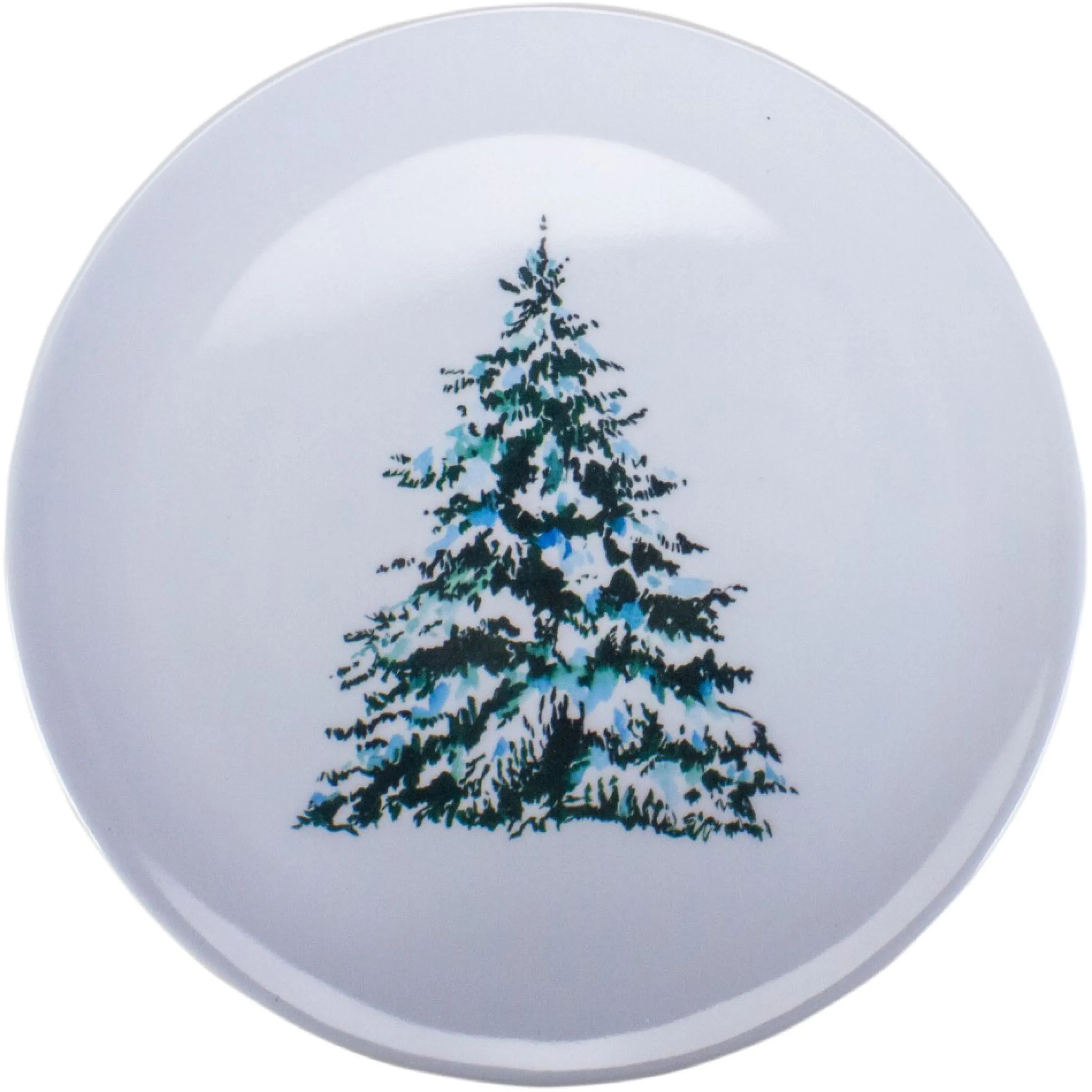 Set Of 4 Plaid And Christmas Tree Serving Plates 7.25"