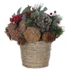 Set Of 2 Potted Pinecone And Berry Artificial Christmas Decoration 8.25"