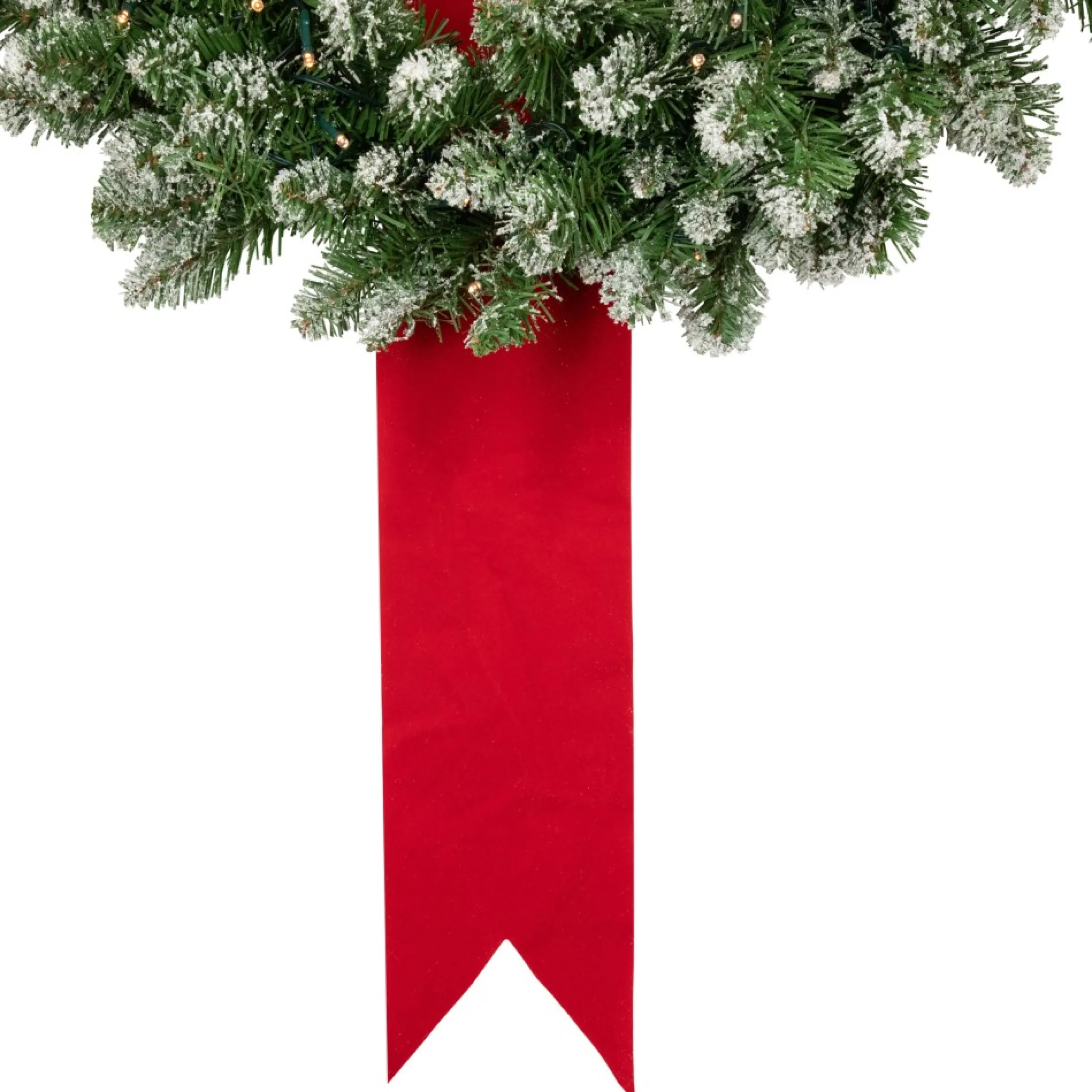 Set Of 3 Pre-Lit B/O Flocked Wreaths On Red Ribbon Christmas Decoration, 6.5'