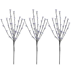 Set Of 3 Pre-Lit Cherry Blossom Artificial Tree Branches, 72 Pure White Led Lights