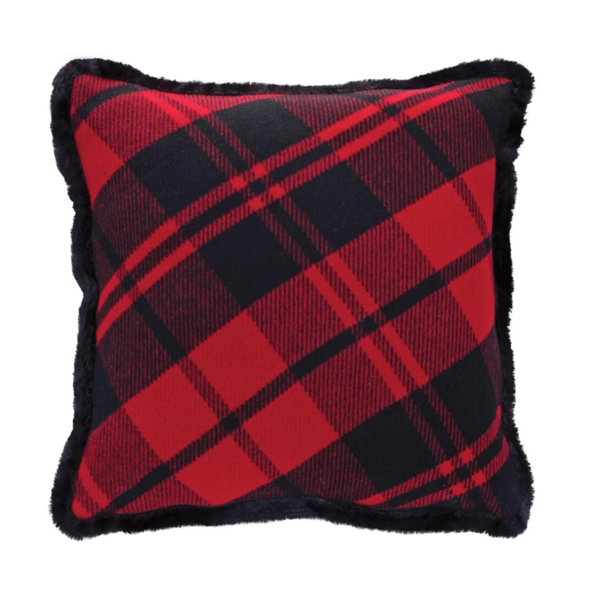 Set Of 2 Red And Black Plaid Christmas Throw Pillows 20"