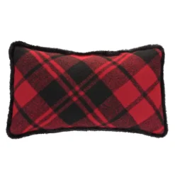 Set Of 2 Red And Black Plaid Christmas Throw Pillows 20