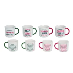 Set Of 4 Red And Green Traditional Christmas Recipe Mug Decor 5"