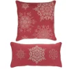 Set Of 2 Red And White Snowflake Christmas Throw Pillows 19"
