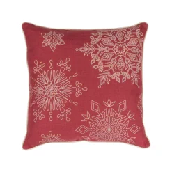 Set Of 2 Red And White Snowflake Christmas Throw Pillows 19