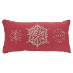 Set Of 2 Red And White Snowflake Christmas Throw Pillows 19