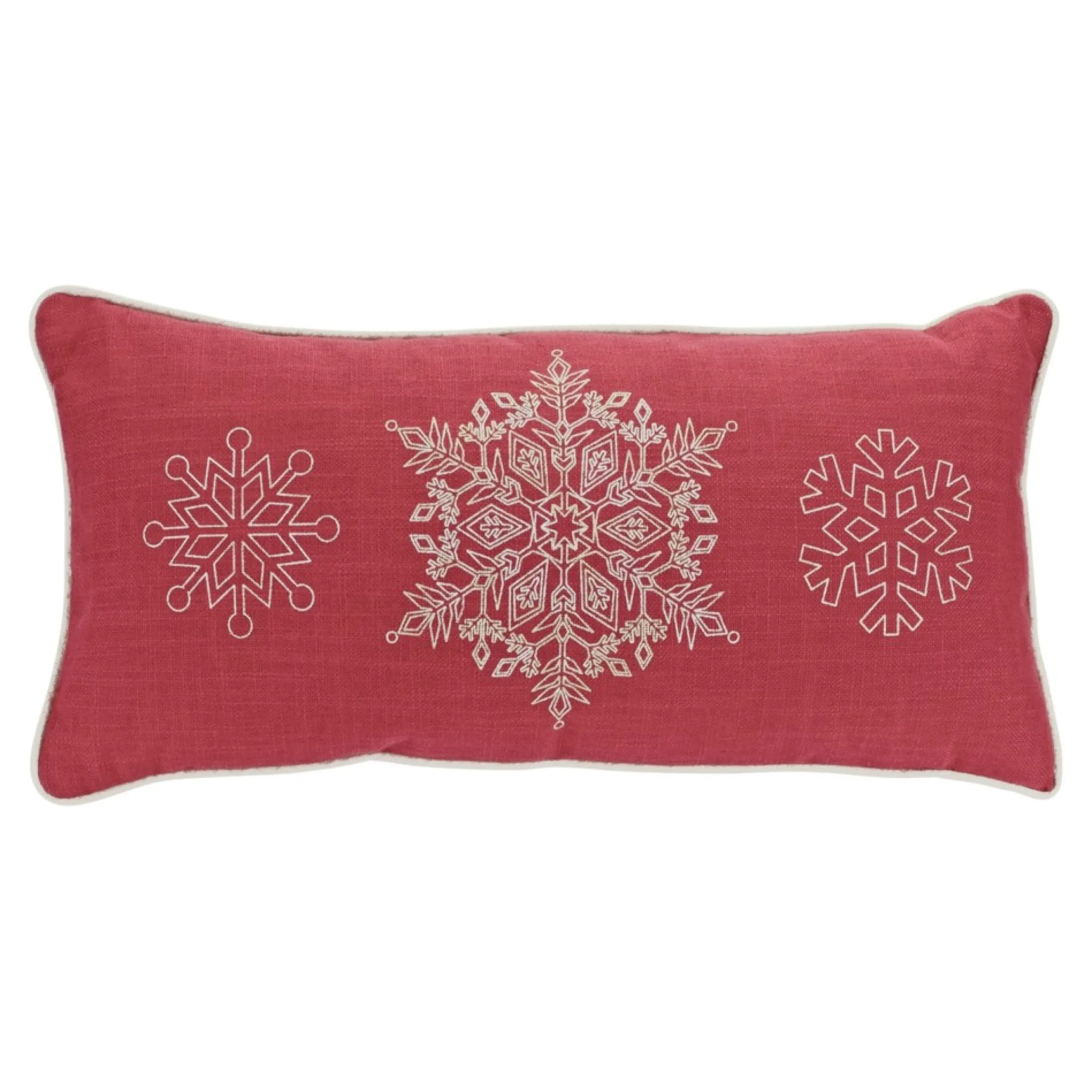 Set Of 2 Red And White Snowflake Christmas Throw Pillows 19"