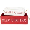 Set Of 2 Red And White Wood Organizer Box Christmas Decorations 16-Inch
