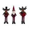 Set Of 3 Rustic Reindeer And Santa Plush Shelf Sitter Christmas Figurine 25"