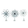 Set Of 3 Silver And Black Christmas Snowflake Tree Topper 14"