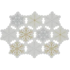 Set Of 4 Silver Colored Snowflake Design Placemats 19