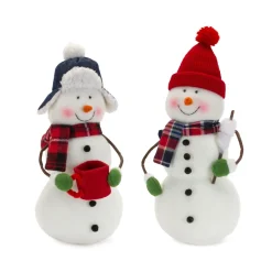 Set Of 4 Snowman With Plaid Scarf Christmas Plush Figures 11"