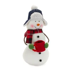 Set Of 4 Snowman With Plaid Scarf Christmas Plush Figures 11"