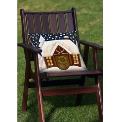 Set Of 2 Snowy Cabin Outdoor Patio Christmas Throw Pillow Covers 18"