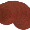Set Of 6 Variegated Red Round Woven Placemats 15" X 15"