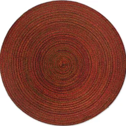 Set Of 6 Variegated Red Round Woven Placemats 15