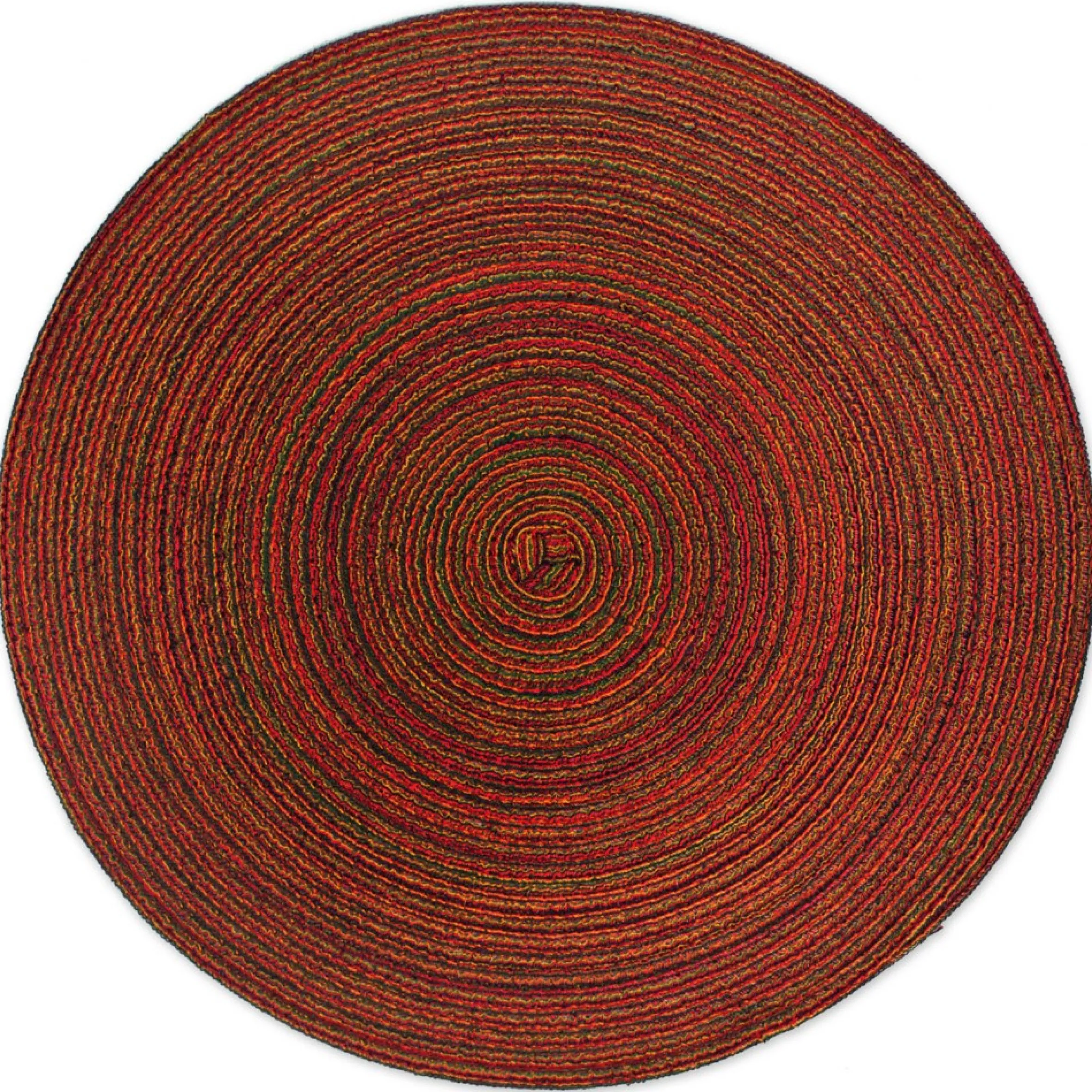 Set Of 6 Variegated Red Round Woven Placemats 15" X 15"