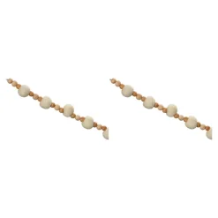 Set Of 2 White And Beige Beaded String Christmas Garlands 5.5' X 1.25
