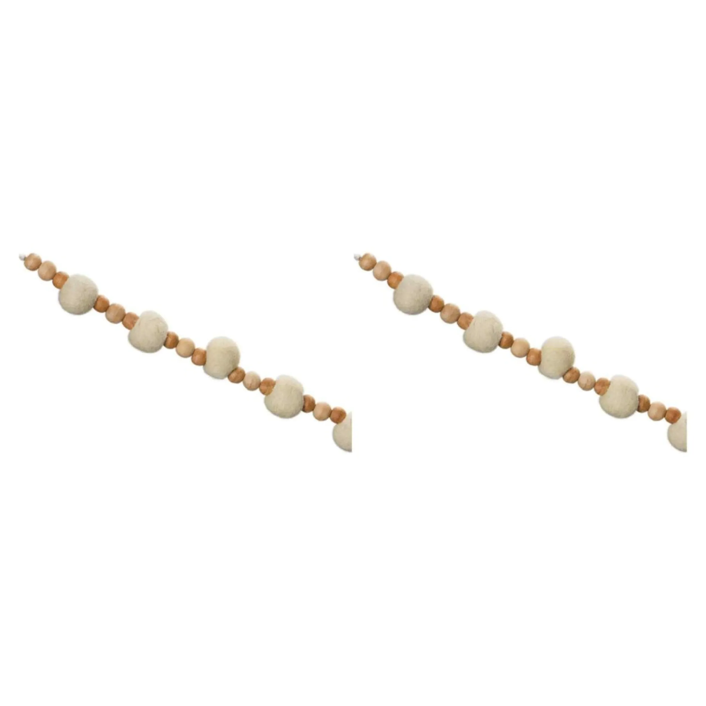 Set Of 2 White And Beige Beaded String Christmas Garlands 5.5' X 1.25"