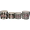 Set Of 4 White And Black Holiday Slogan Printed Christmas Pots 6"