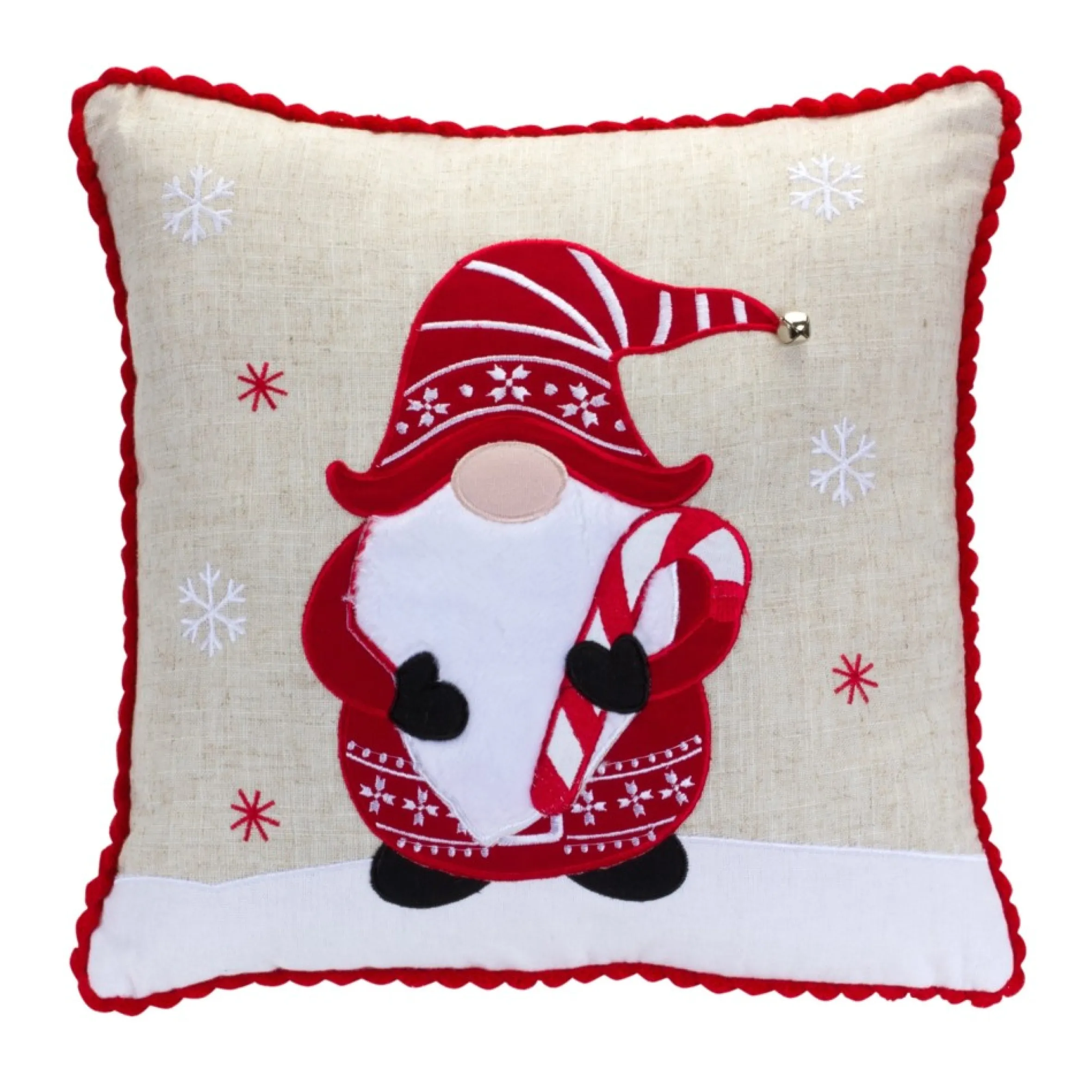 Set Of 2 White And Red "Gnome For The Holidays" Christmas Throw Pillows 15"