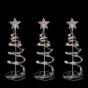 Set Of 3 White Clear Lighted Spiral Cone Walkway Christmas Trees Outdoor Decor 18"