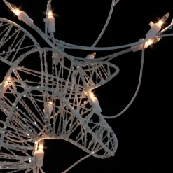 Set Of 3 White Glittered Doe, Fawn And Reindeer Lighted Christmas Outdoor Decoration