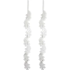 Set Of 2 White Hanging Foam Garland Leaves 51"