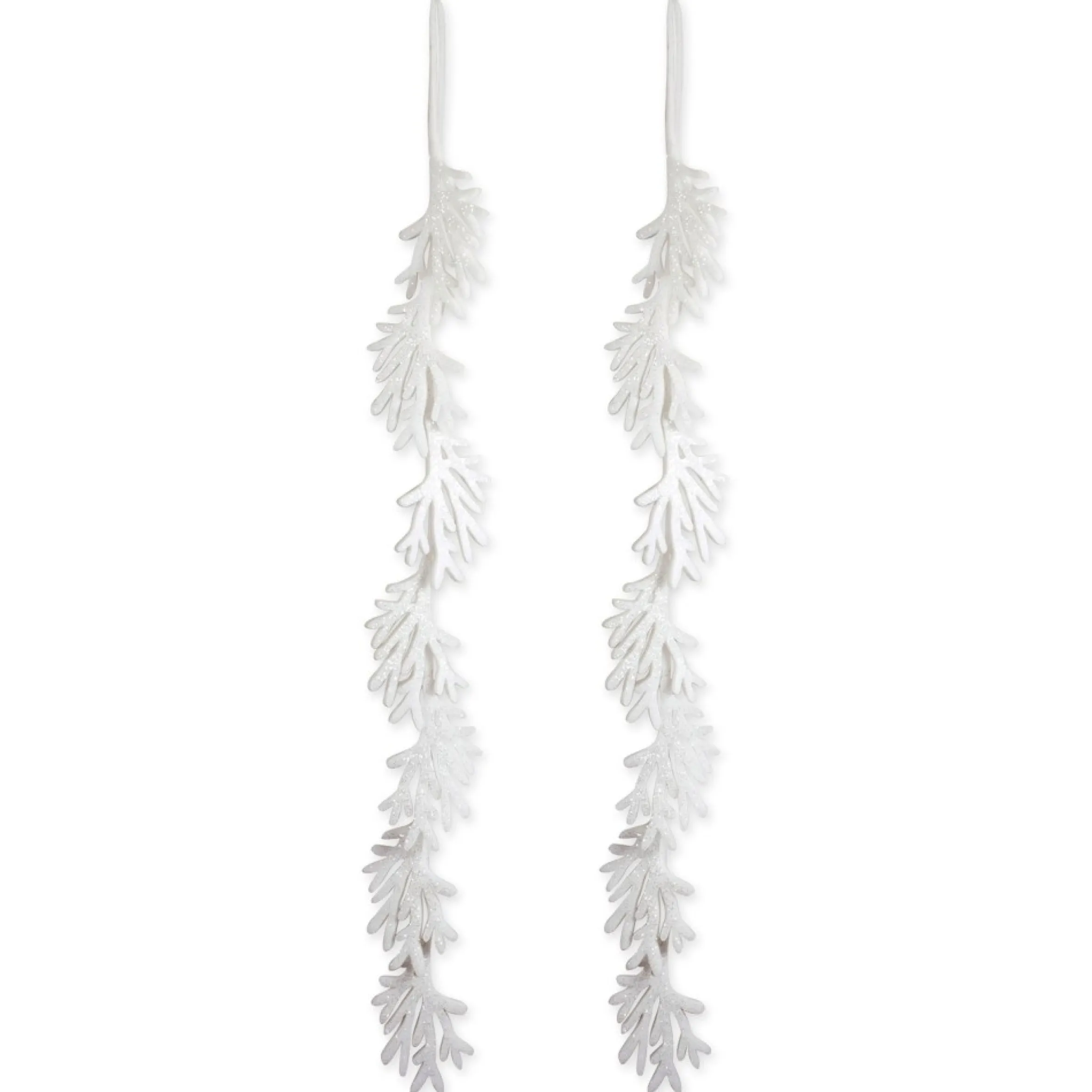 Set Of 2 White Hanging Foam Garland Leaves 51"