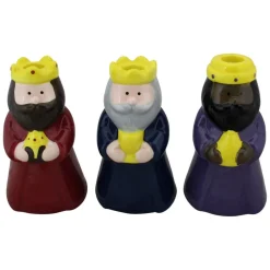 Set Of 3 Wise Men Christmas Nativity Taper Candle Holders 6.5"