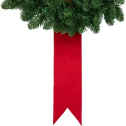 Set Of 3 Wreaths On Red Ribbon Hanging Christmas Decoration, 6.5'
