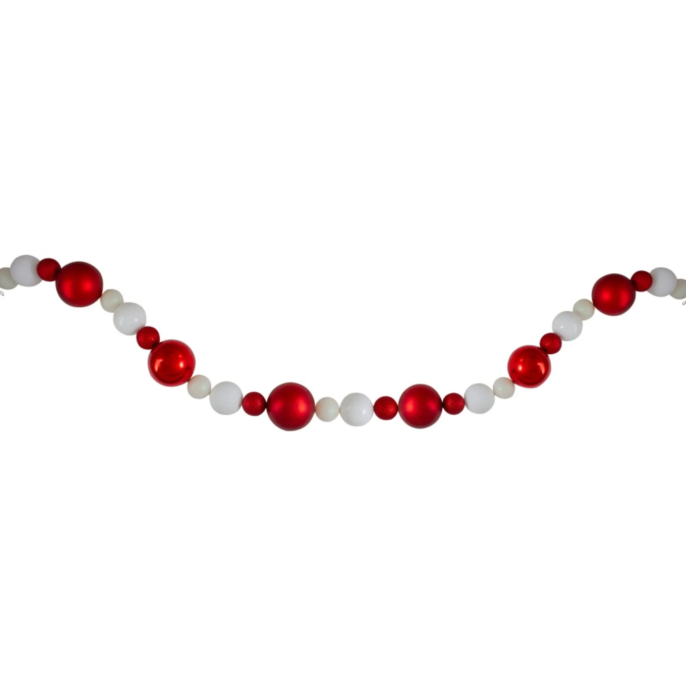 6' Shatterproof Ball 3-Finish Red And White Christmas Garland