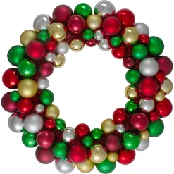Shatterproof Ball 2-Finish Traditional Colors Christmas Wreath, 36-Inch, Unlit