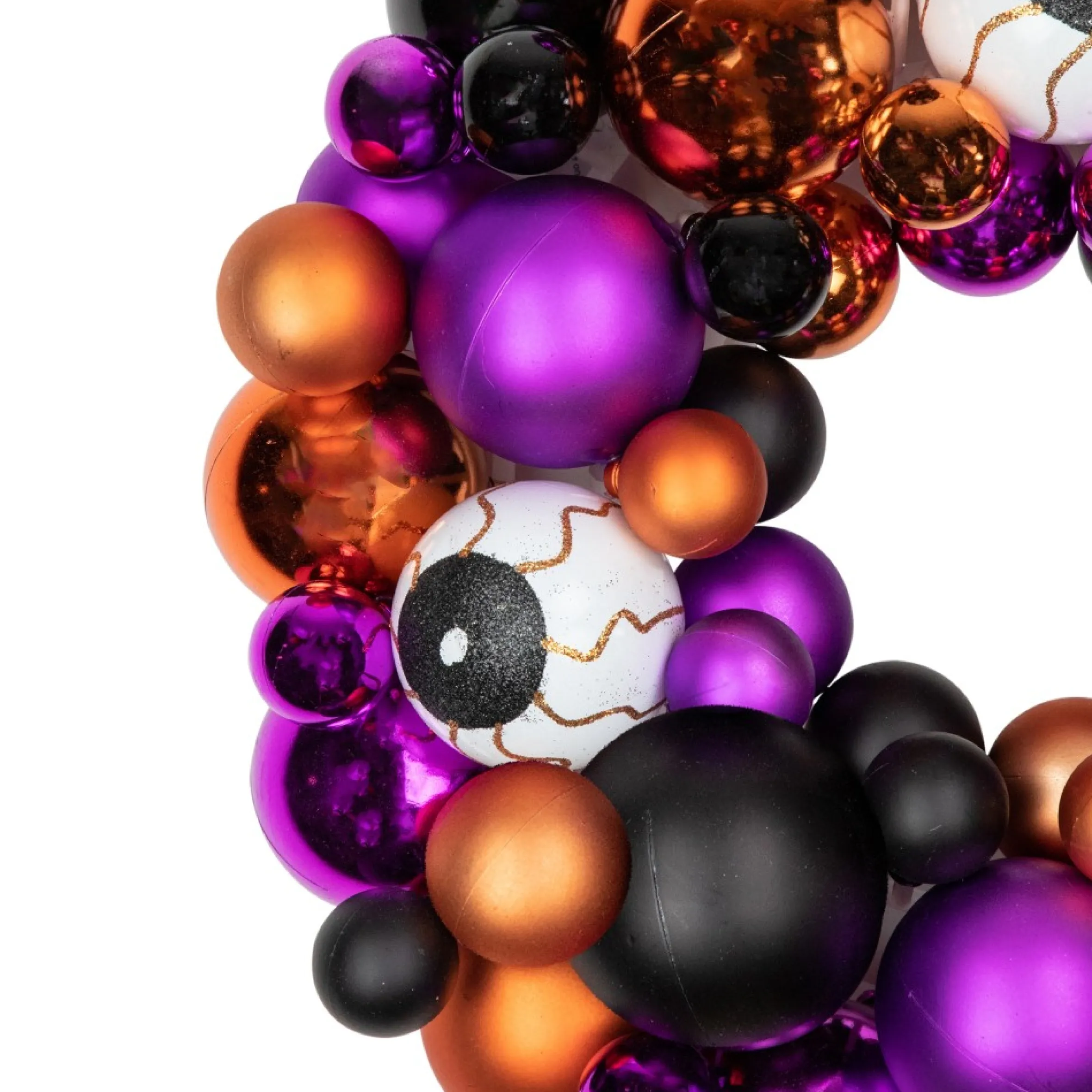 Shatterproof Ball Ornament Halloween Wreath - 13-Inch, Unlit