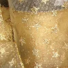 Sheer Metallic Gold Glitter Stars Wired Craft Ribbon 6" X 20 Yards