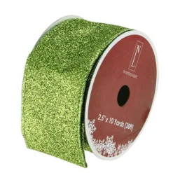 Shimmering Lime Green Solid Wired Christmas Craft Ribbon - 2.5" X 10 Yards