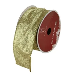 Shimmering Metallic Gold Ribbed Wired Craft Ribbon 2.5" X 10 Yards