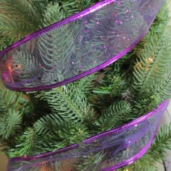 Shimmering Purple Wired Christmas Craft Ribbon 2.5