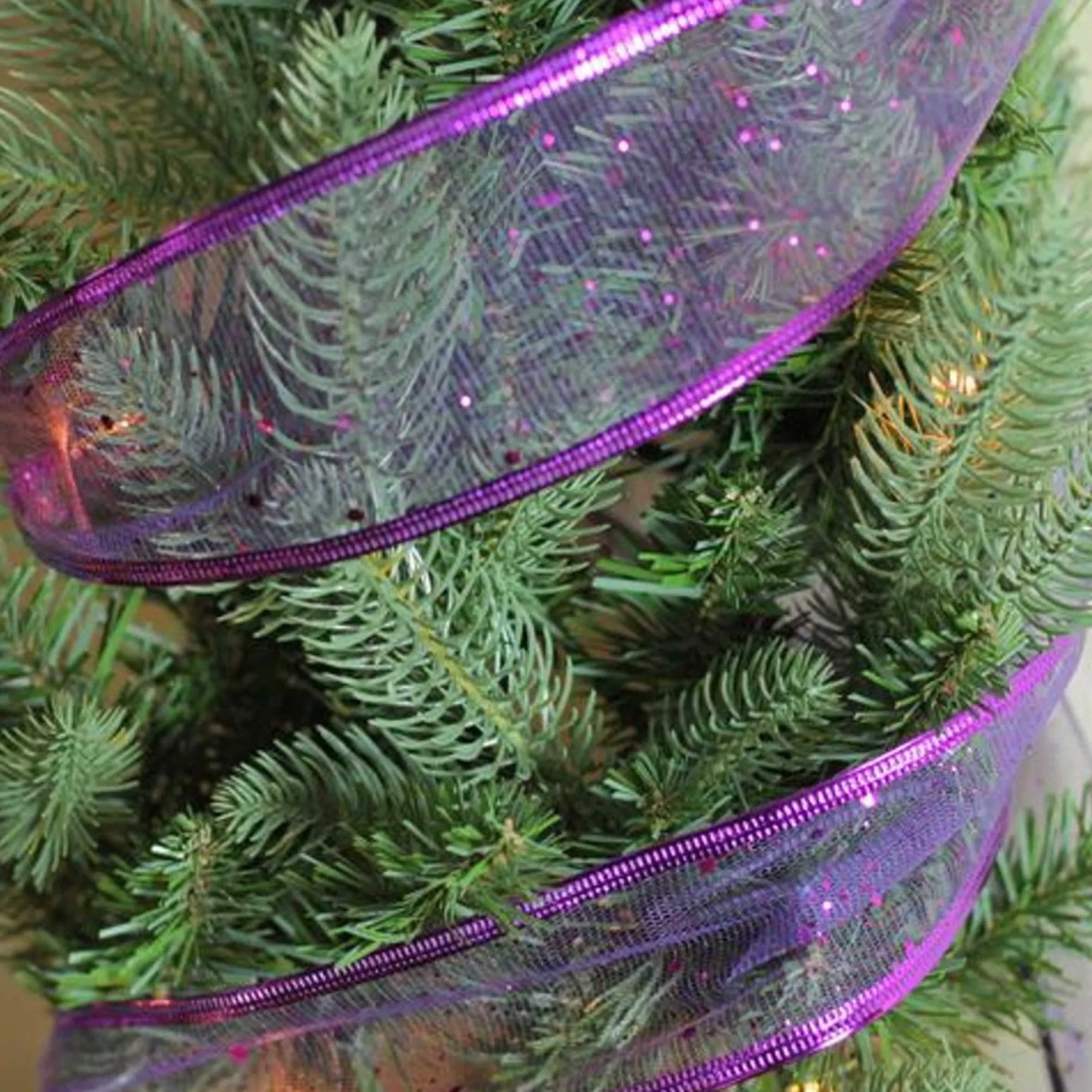 Shimmering Purple Wired Christmas Craft Ribbon 2.5" X 10 Yards