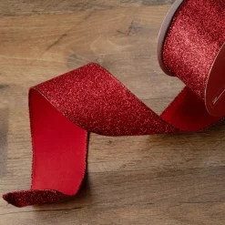 Shimmering Red Solid Christmas Wired Craft Ribbon 2.5" X 16 Yards